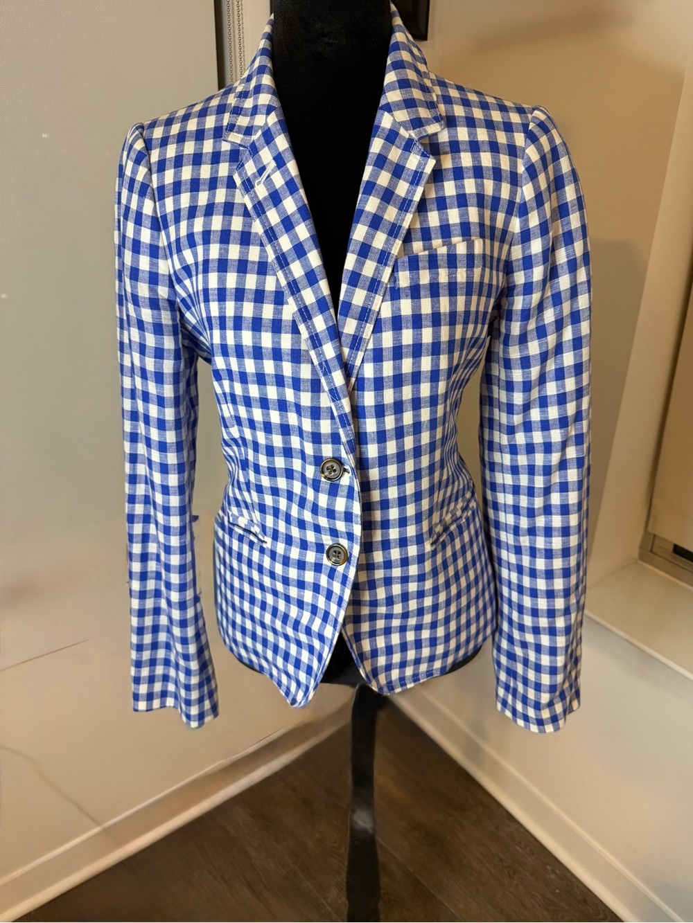 J.Crew Blue & White Gingham Blazer – Size 8